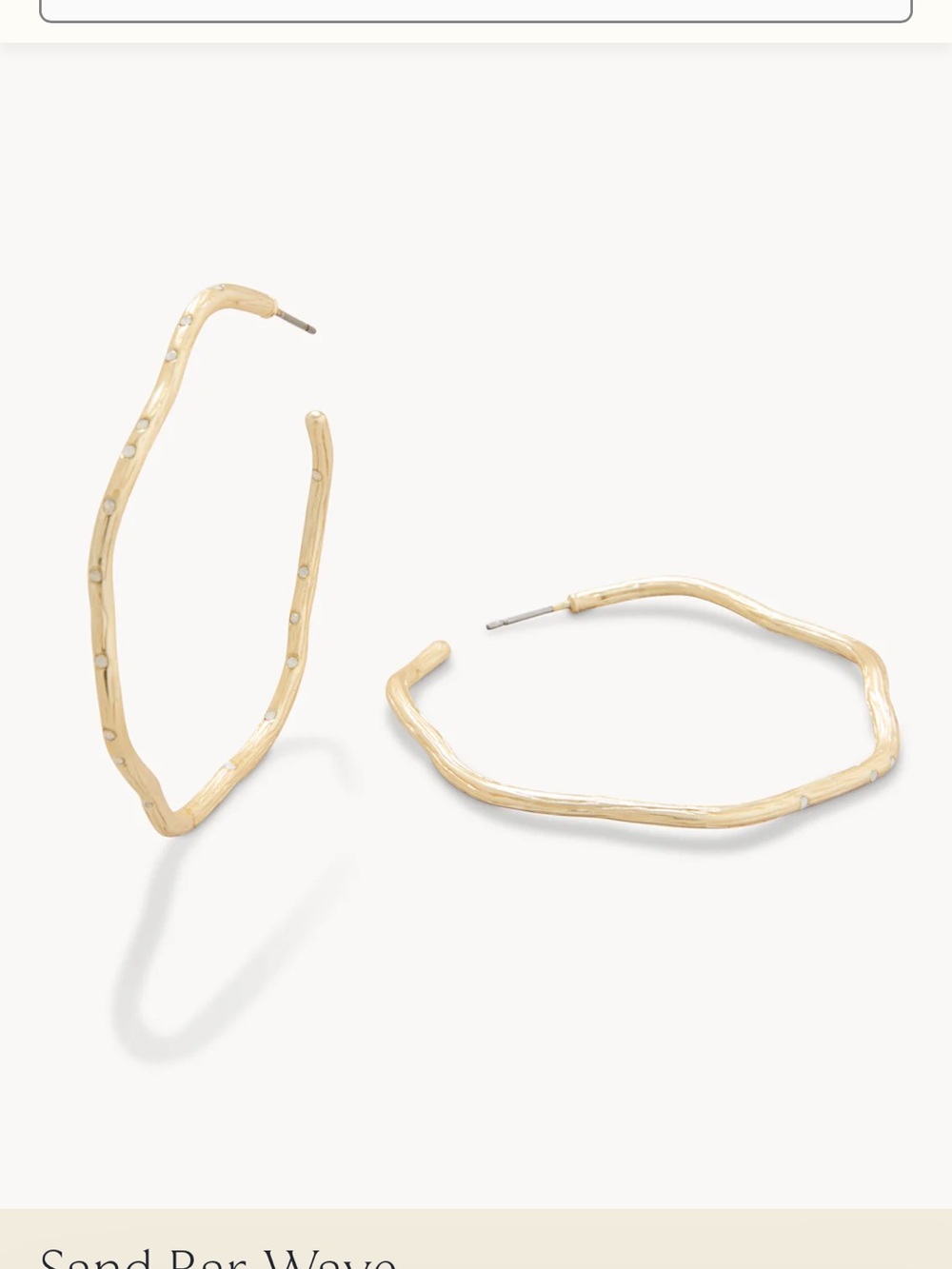 NWT Spartina Sand Bar Gold Textured Wavy Hoop Earrings